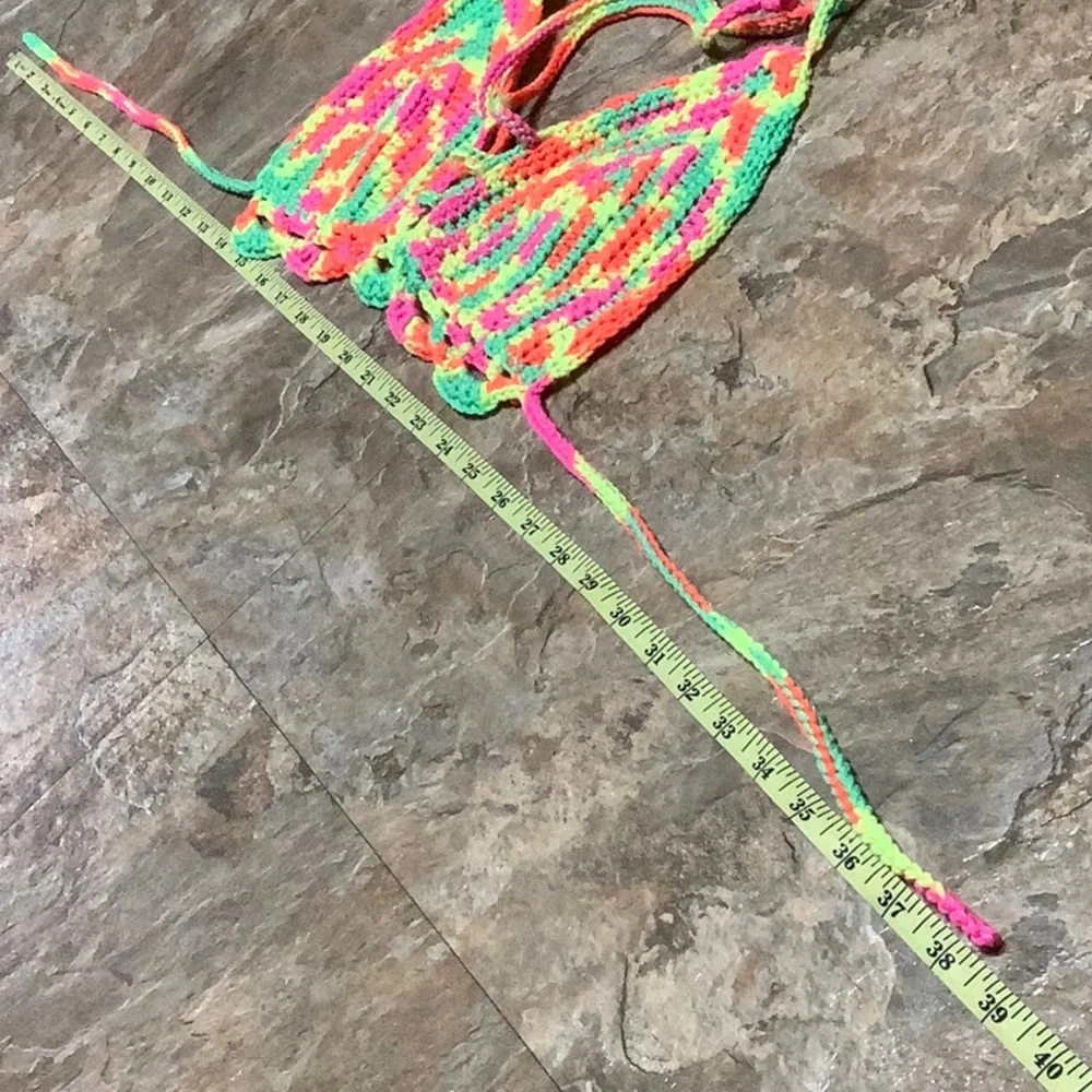 Neon bright crochet bikini top - Picture 7 of 8